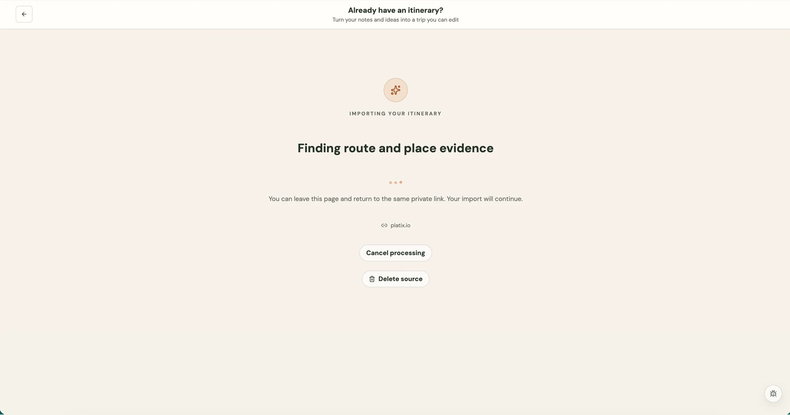 Itinerary import reading route and place evidence from a public article.
